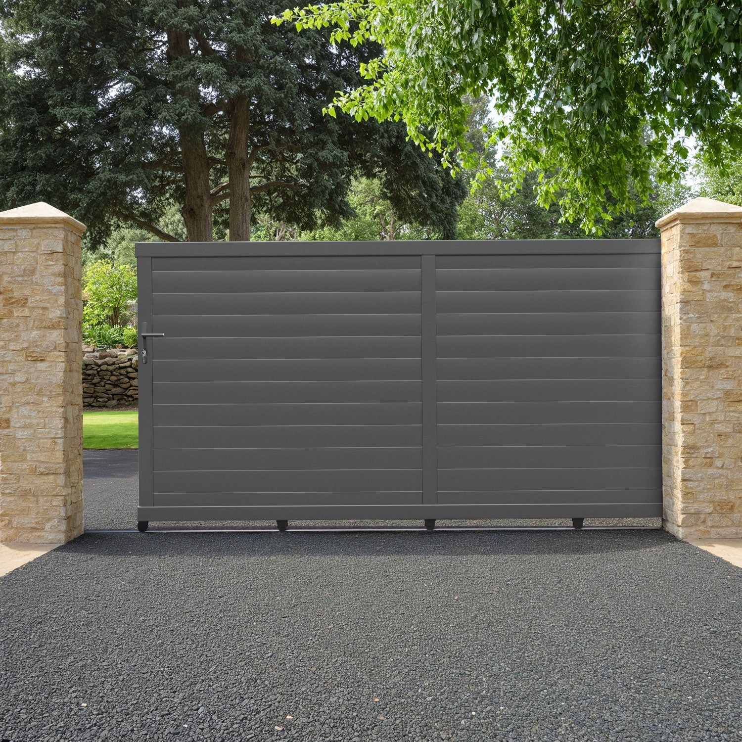 Salone Aluminium Sliding Driveway Gate - Grey
