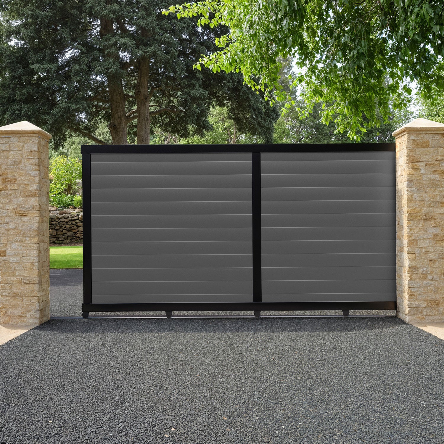 Salone Aluminium Sliding Driveway Gate - Grey