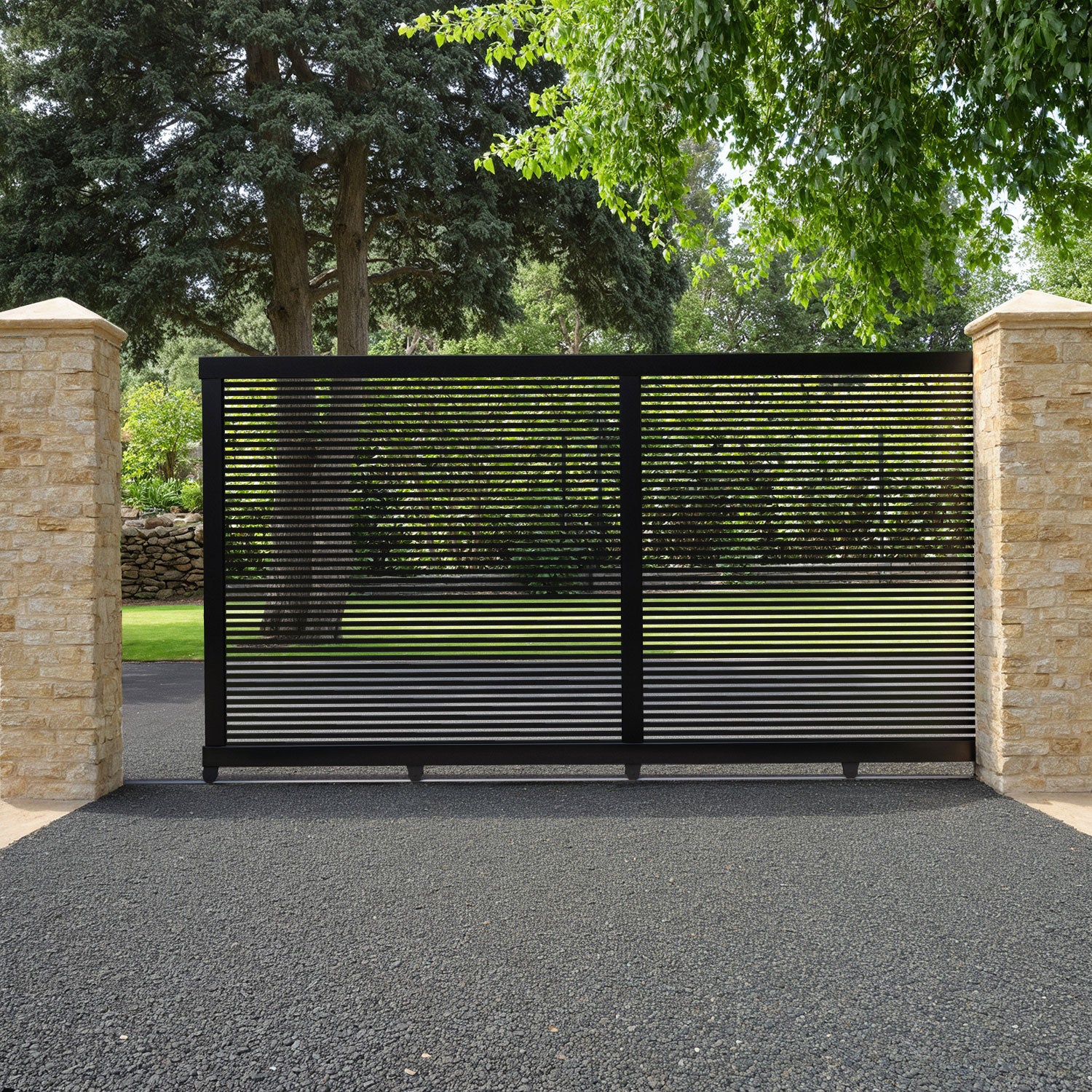 Toledo Aluminium Sliding Driveway Gate - Black
