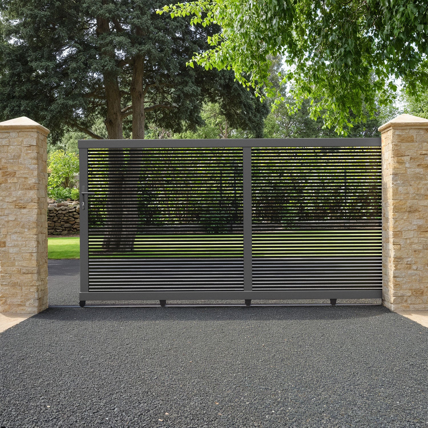 Toledo Aluminium Sliding Driveway Gate - Black