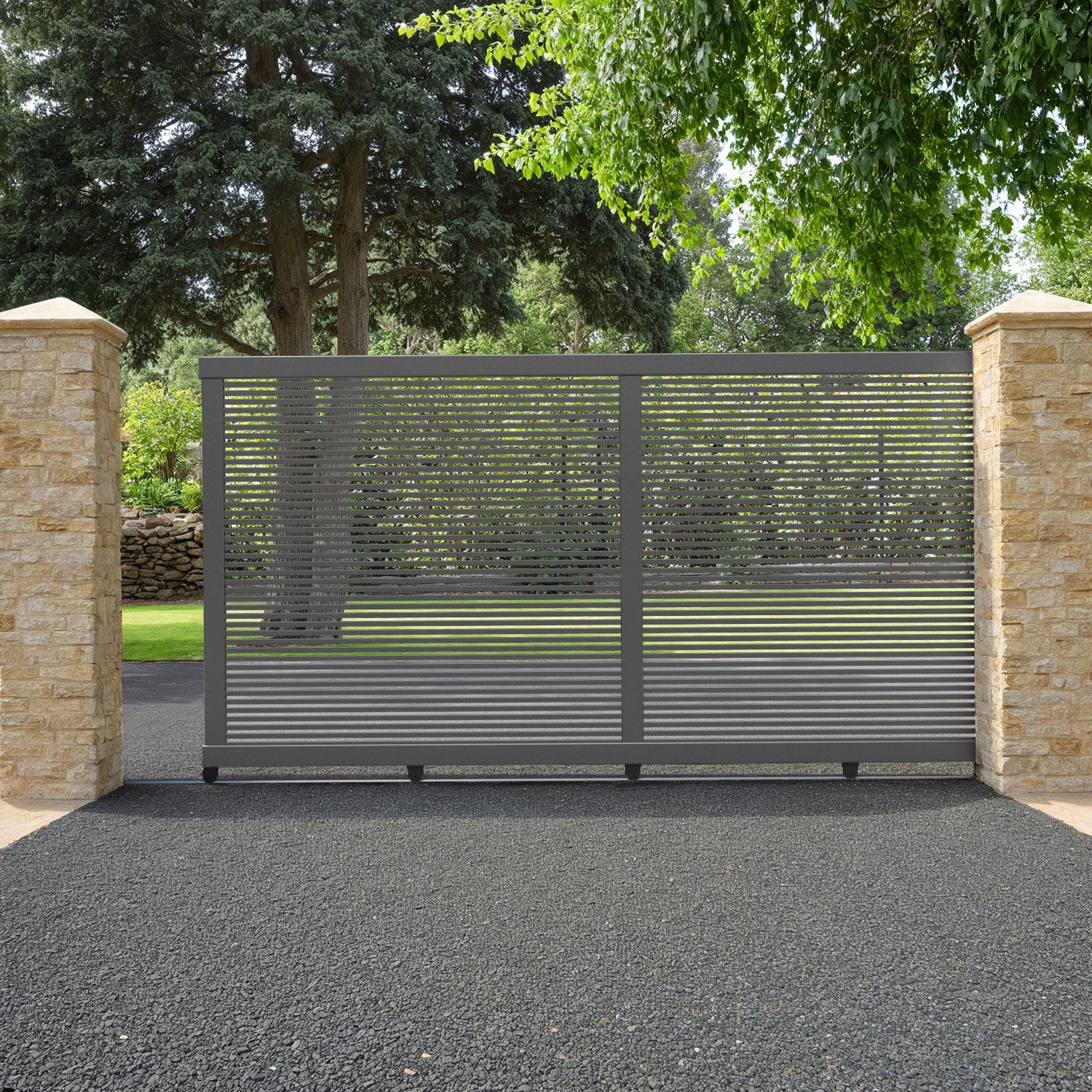 Toledo Aluminium Sliding Driveway Gate - Grey
