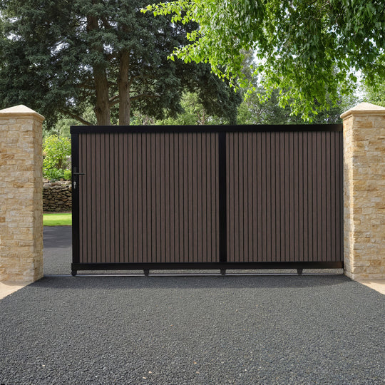 Virtis Mid Brown Sliding Driveway Gate
