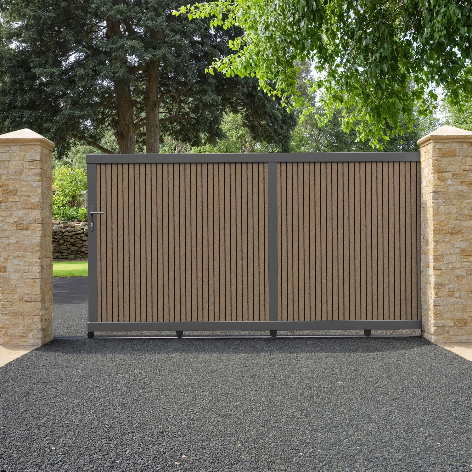 Virtis Teak Sliding Driveway Gate