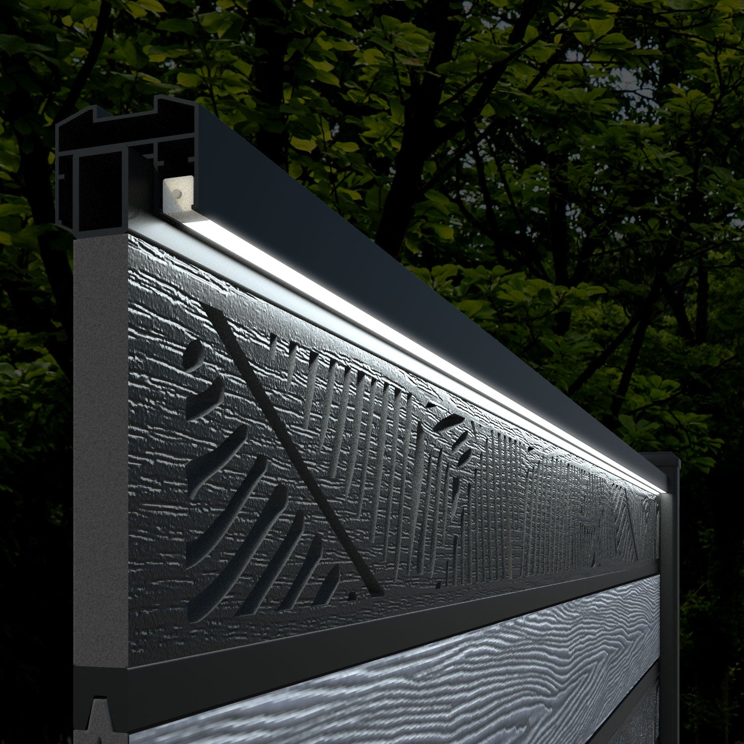 Classic Feather Split Screen Fence Panel - Dark Grey - with our composite posts