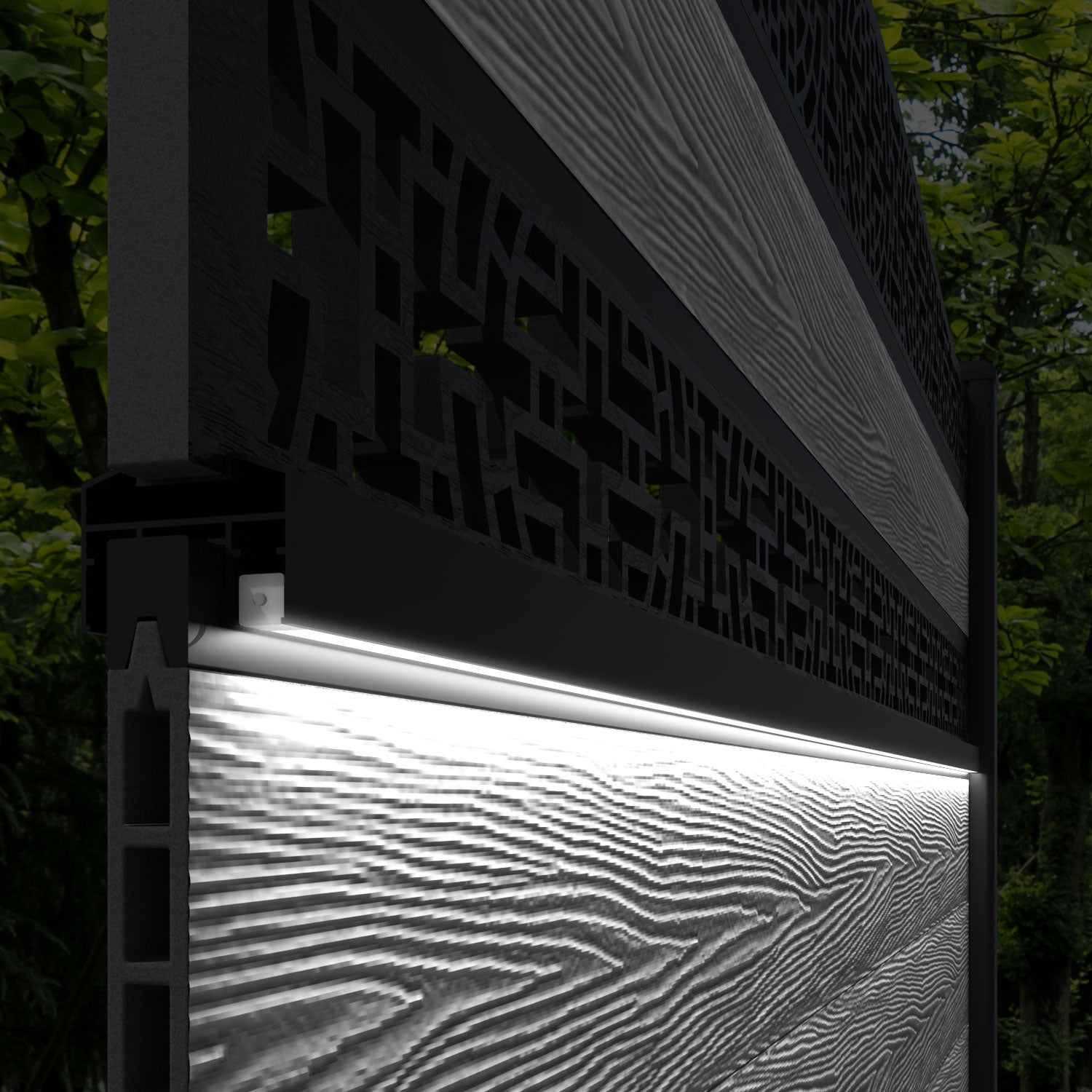 Classic Kumo Curved Top Split Screen Fence Panel - Light Stone - with our composite posts