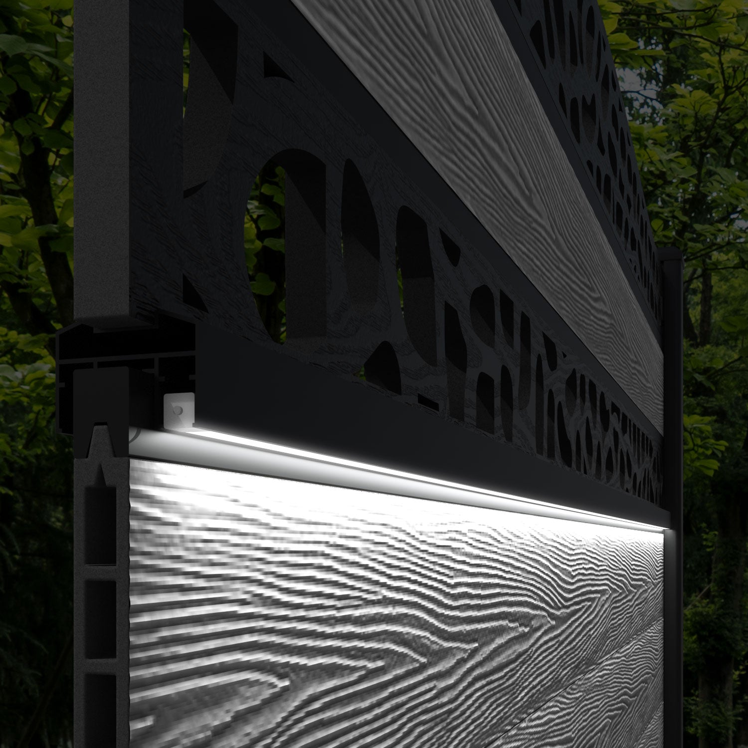 Classic Pebble Curved Top Split Screen Fence Panel - Light Stone - with our composite posts