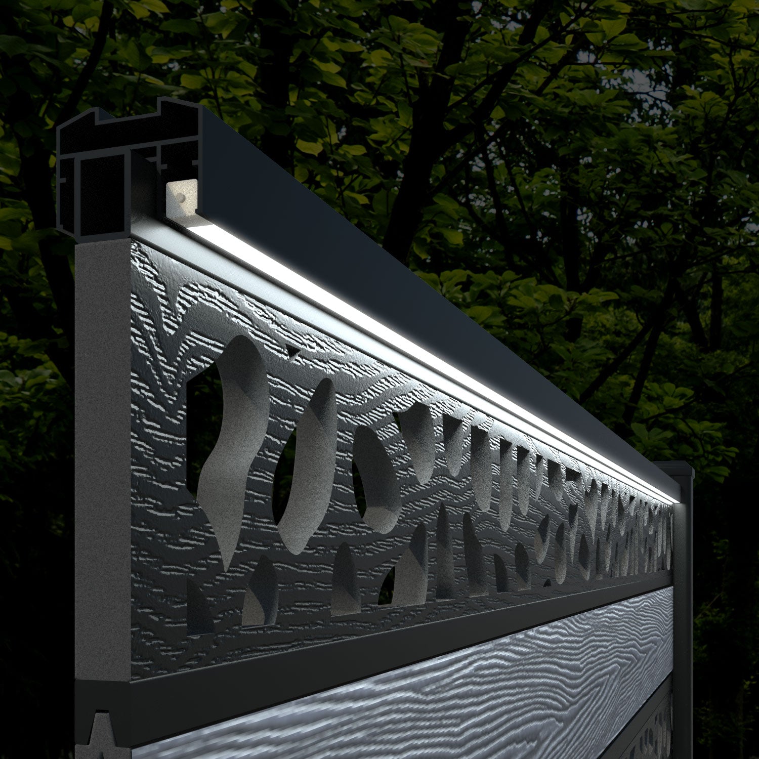 Classic Pebble Split Screen Fence Panel - Anthracite - with our composite posts