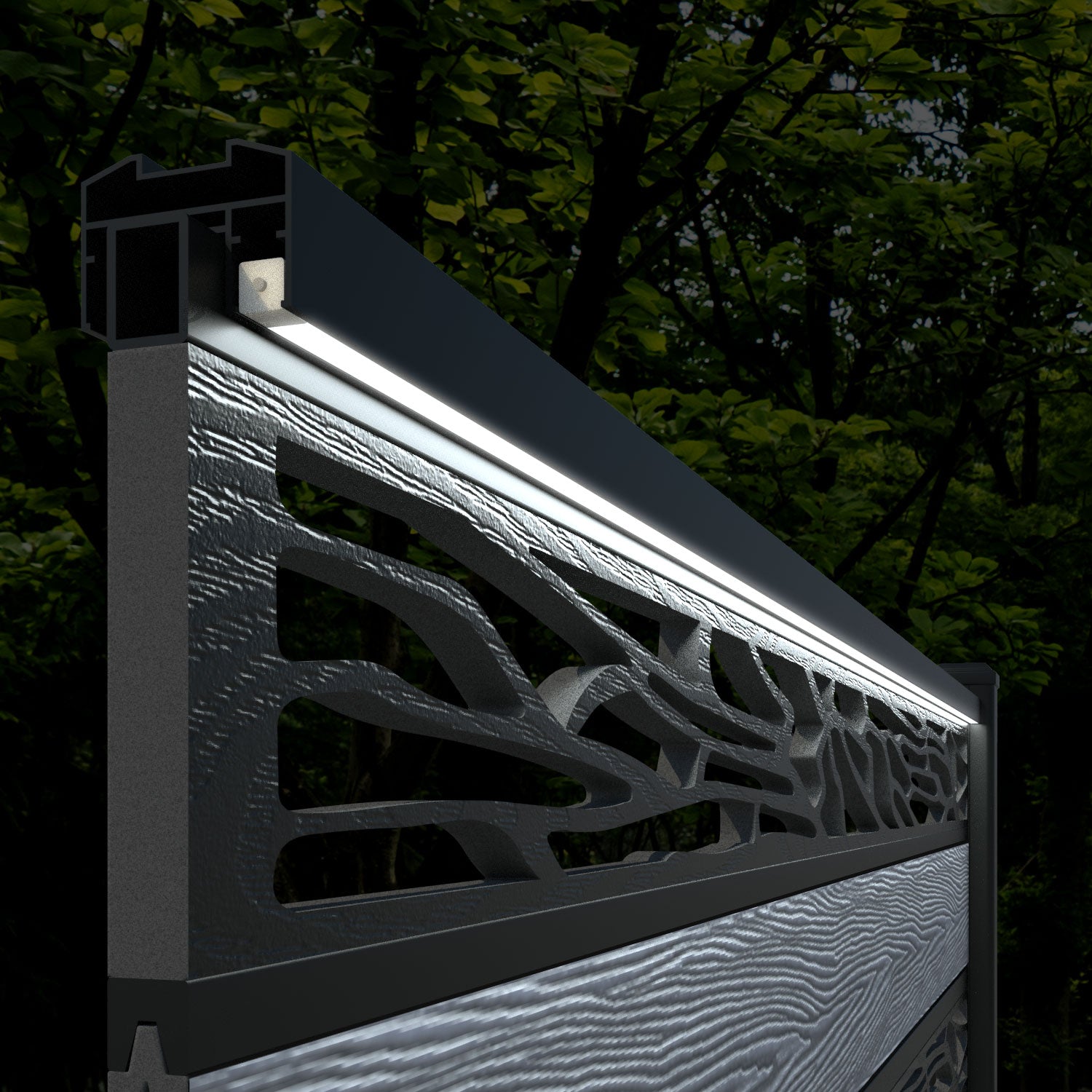 Classic Shatter Split Screen Fence Panel - Anthracite - with our aluminium posts