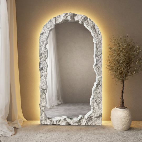 Tessaro Framed Arched Full-Length Leaner Mirror - with LED