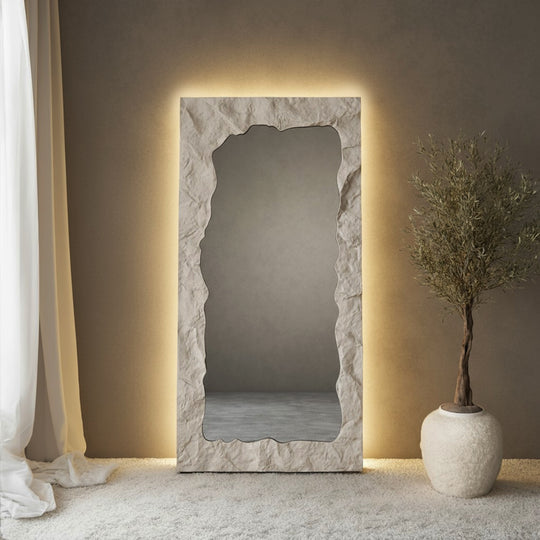 Tessaro Framed Rectangular Full-Length Leaner Mirror - with LED