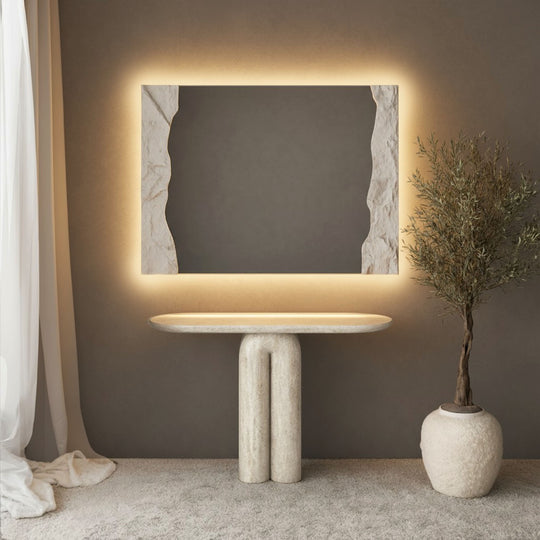 Tessaro Partial Frame Rectangular Wall Mirror - with LED