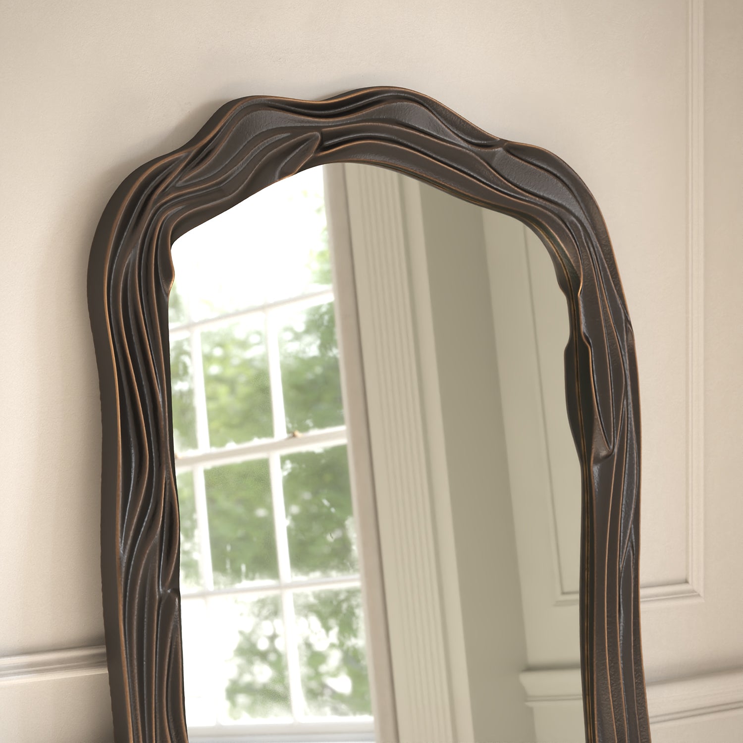 Tramonto Framed Subtle Arched Full-Length Leaner Mirror - with LED