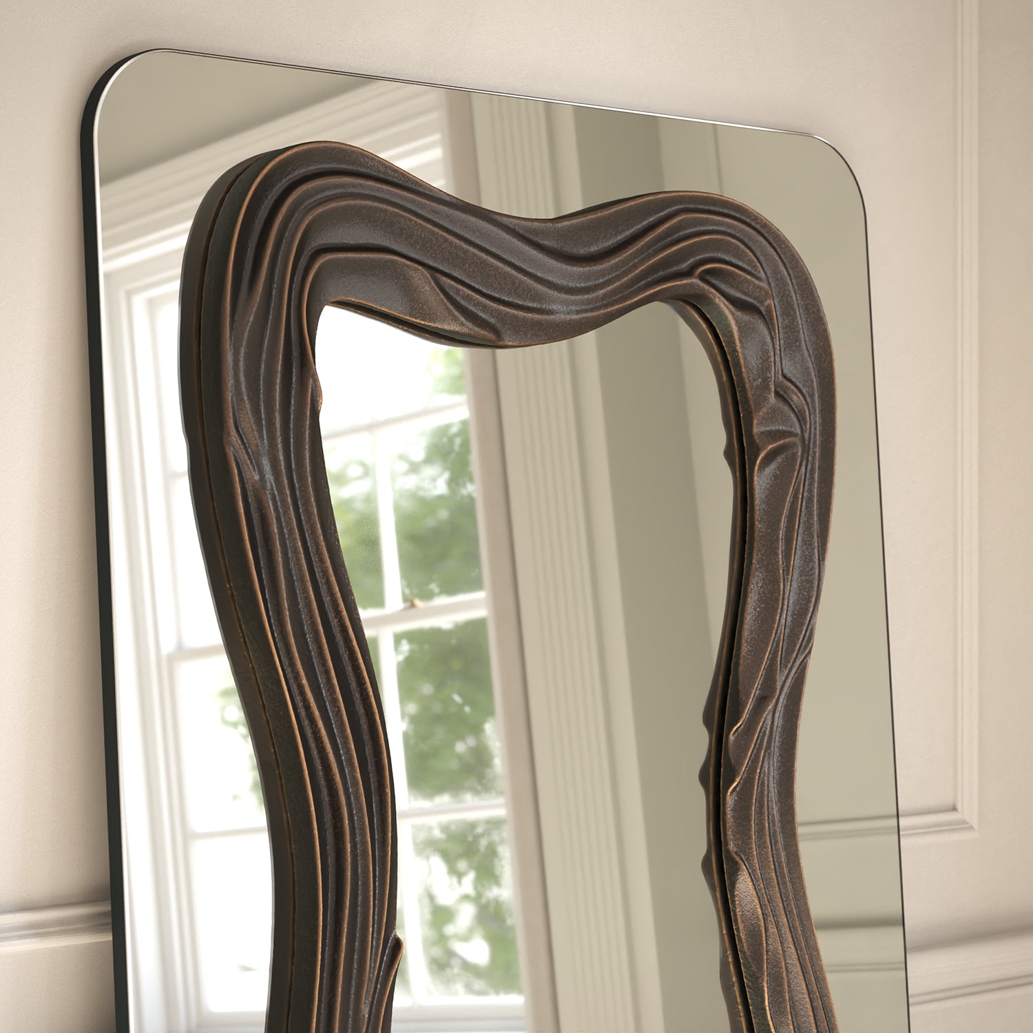 Tramonto Frame Within Rounded Rectangle Full-Length Leaner Mirror