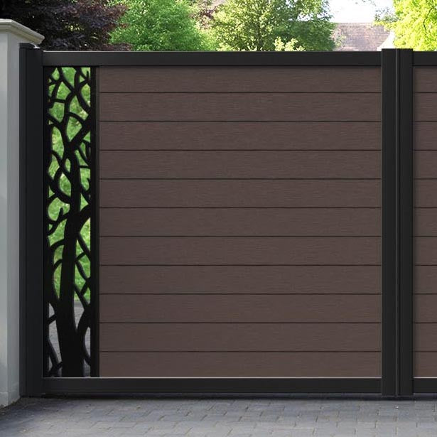 Fusion Twilight Straight Top Driveway Gate - Mid Brown - End Screen