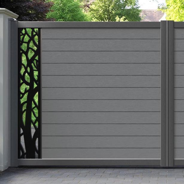 Fusion Twilight Straight Top Driveway Gate - Mid Grey - End Screen