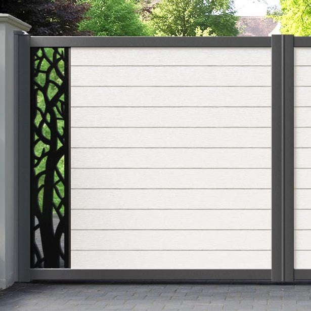 Fusion Twilight Straight Top Driveway Gate - Light Stone - End Screen