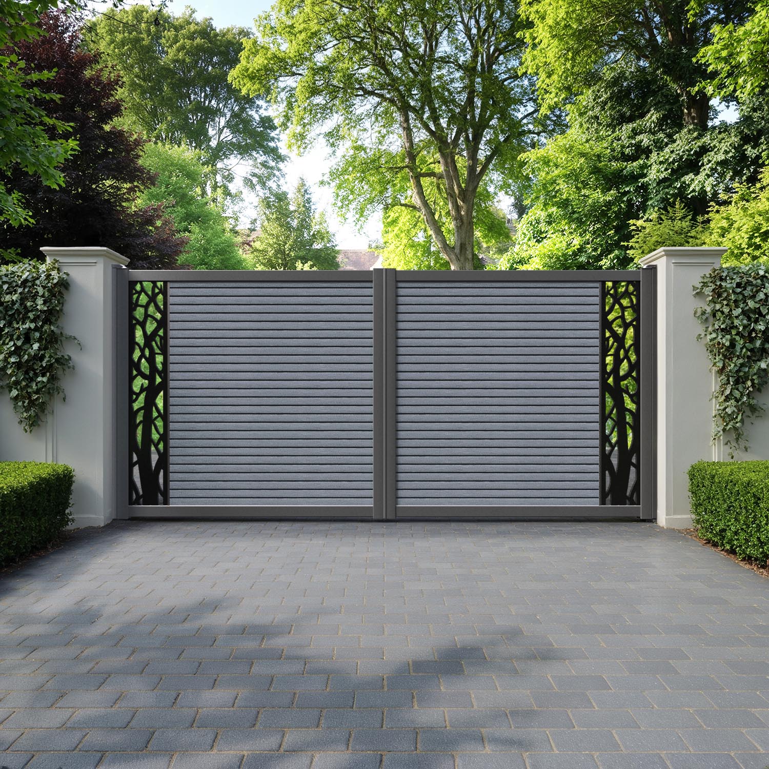 Hudson Twilight Straight Top Driveway Gate - Anthracite - End Screen