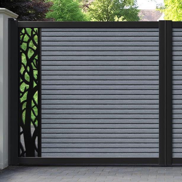 Hudson Twilight Straight Top Driveway Gate - Anthracite - End Screen