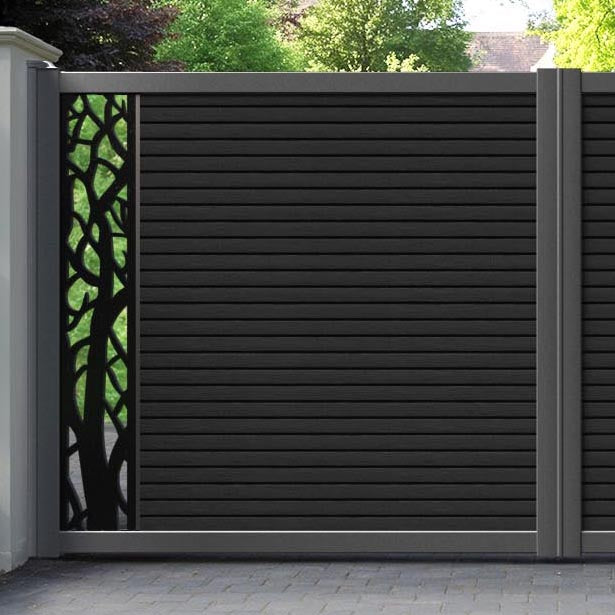 Hudson Twilight Straight Top Driveway Gate - Black - End Screen
