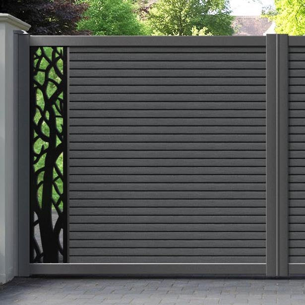 Hudson Twilight Straight Top Driveway Gate - Dark Grey - End Screen