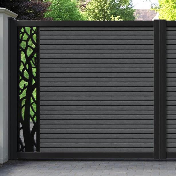 Hudson Twilight Straight Top Driveway Gate - Dark Grey - End Screen
