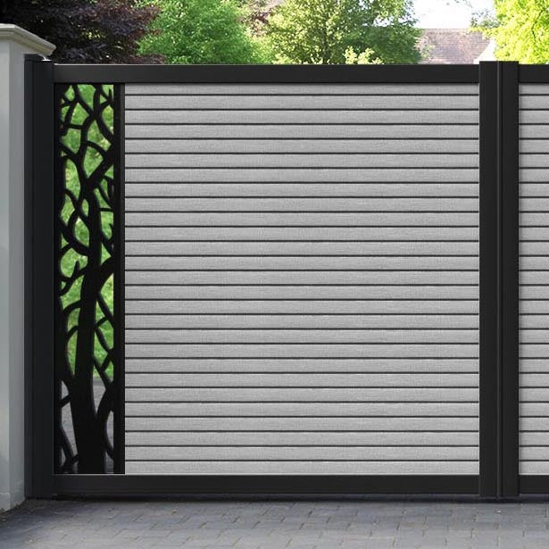 Hudson Twilight Straight Top Driveway Gate - Light Grey - End Screen