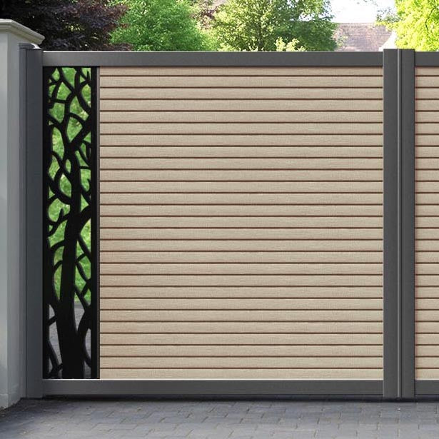 Hudson Twilight Straight Top Driveway Gate - Light Oak- End Screen
