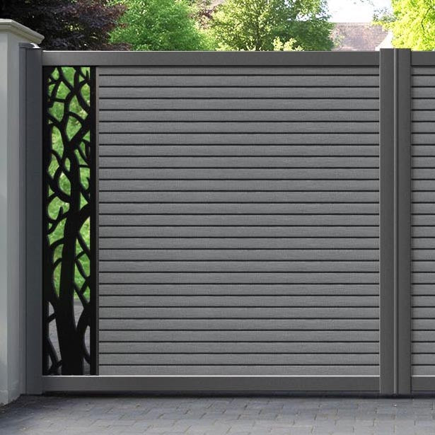 Hudson Twilight Straight Top Driveway Gate - Mid Grey - End Screen