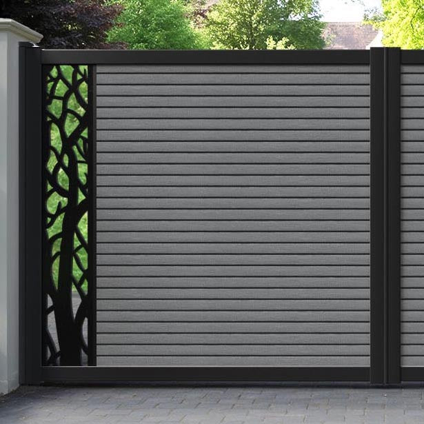 Hudson Twilight Straight Top Driveway Gate - Mid Grey - End Screen