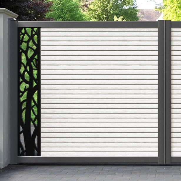 Hudson Twilight Straight Top Driveway Gate - Light Stone - End Screen