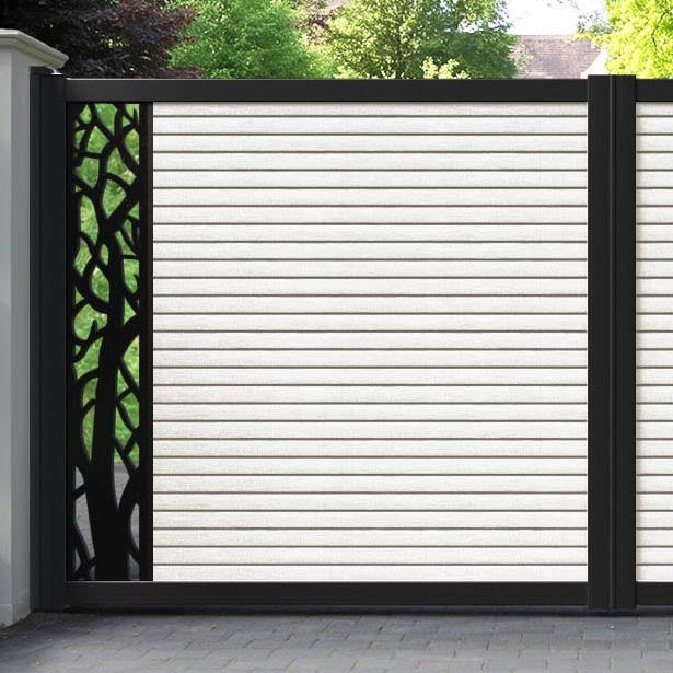 Hudson Twilight Straight Top Driveway Gate - Light Stone - End Screen