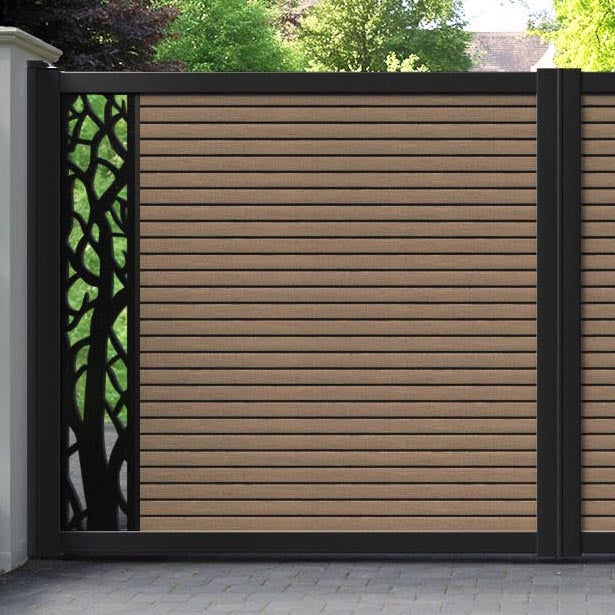 Hudson Twilight Straight Top Driveway Gate - Teak - End Screen