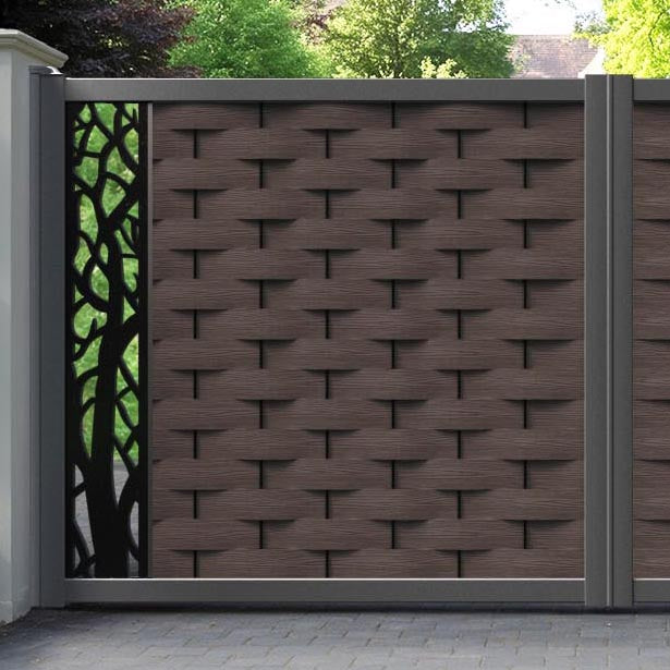 Ripple Twilight Straight Top Driveway Gate - Mid Brown - End Screen