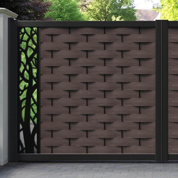 Ripple Twilight Straight Top Driveway Gate - Mid Brown - End Screen