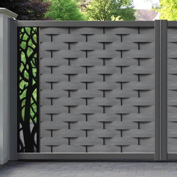 Ripple Twilight Straight Top Driveway Gate - Mid Grey - End Screen