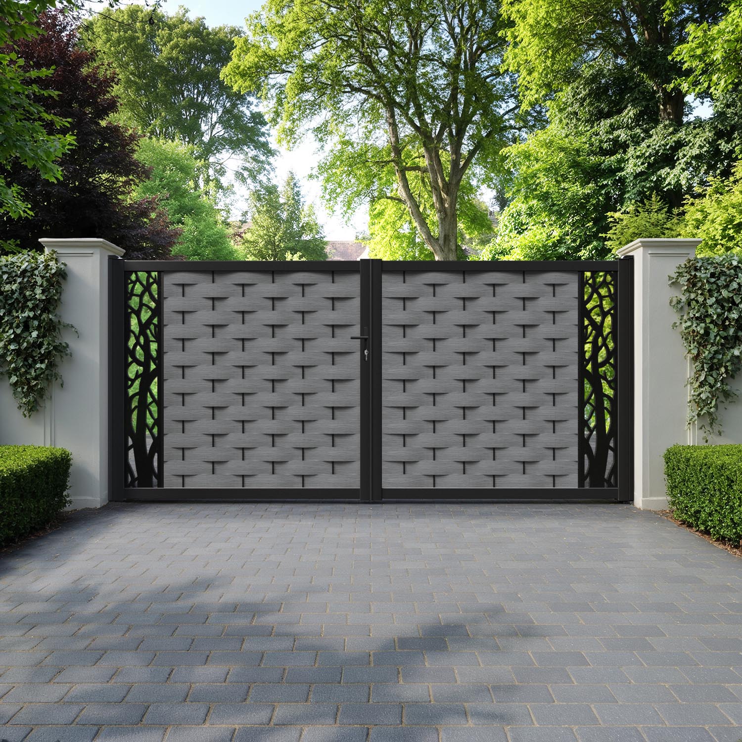 Ripple Twilight Straight Top Driveway Gate - Mid Grey - End Screen