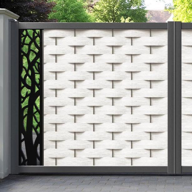 Ripple Twilight Straight Top Driveway Gate - Light Stone - End Screen