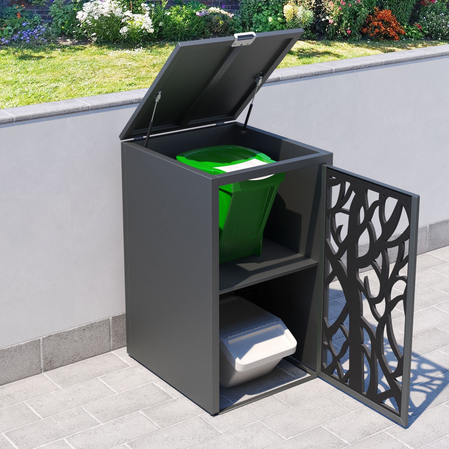 Grey 3 Bin Store with Twilight Door Screen