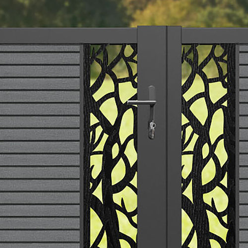 Hudson Twilight Straight Top Driveway Gate - Mid Grey - Middle Screen