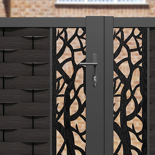 Ripple Twilight Straight Top Driveway Gate - Dark Oak - Middle Screen