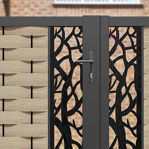 Ripple Twilight Straight Top Driveway Gate - Light Oak - Middle Screen