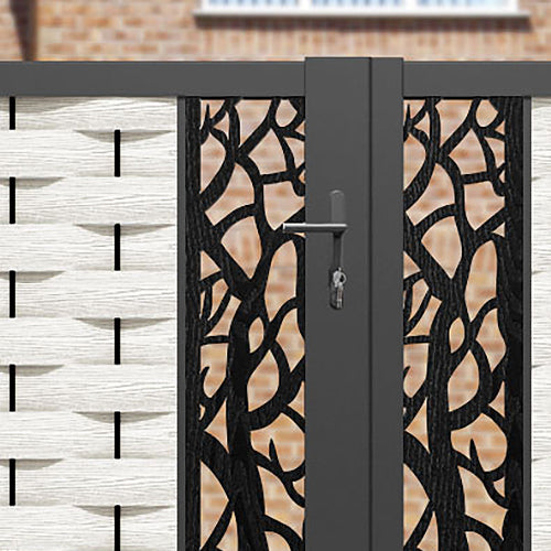 Ripple Twilight Straight Top Driveway Gate - Light Stone - Middle Screen