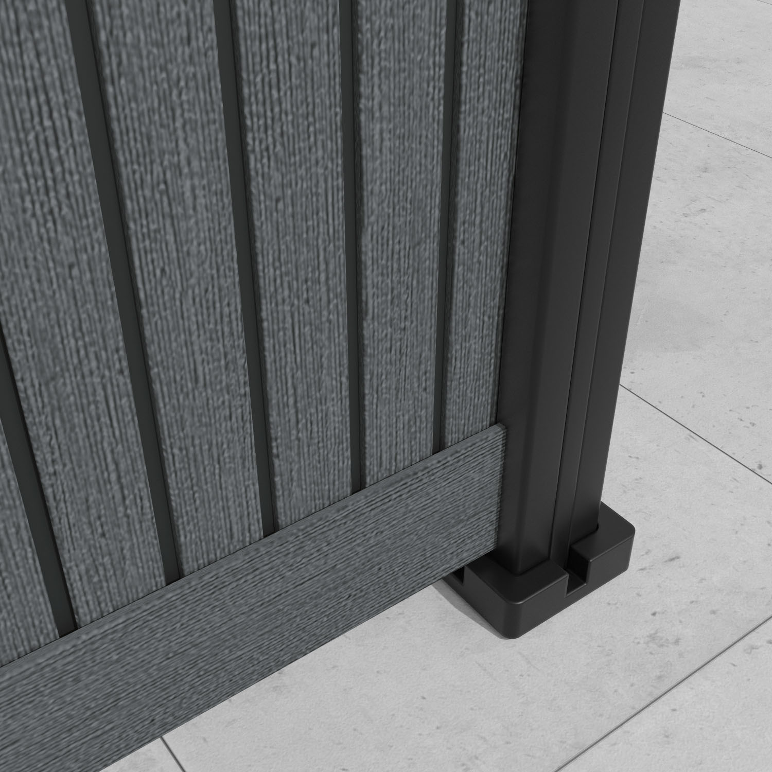 Virtis Ambar Fence Panel - Dark Grey - with our aluminium posts