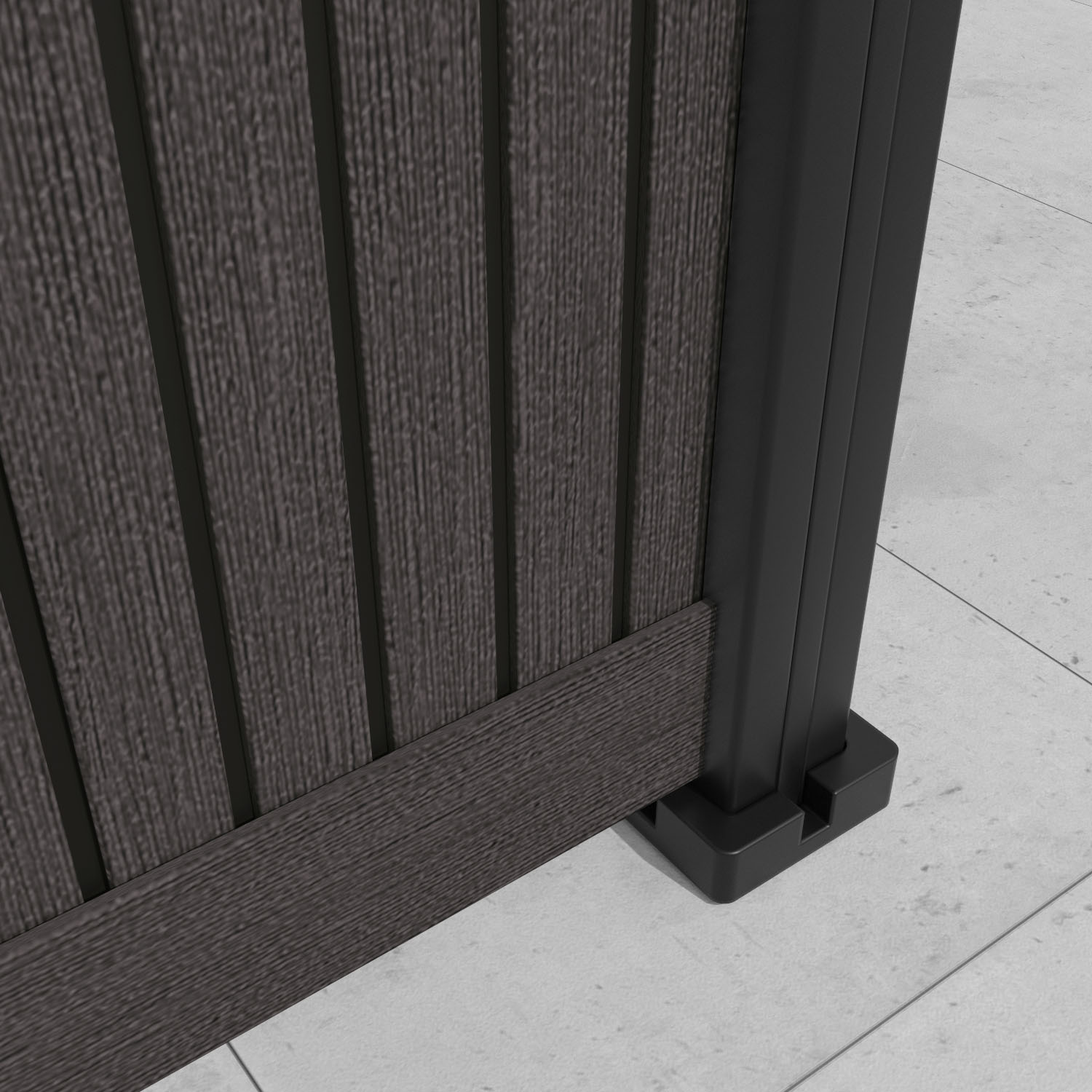 Virtis Zaria Fence Panel - Dark Oak - with our aluminium posts