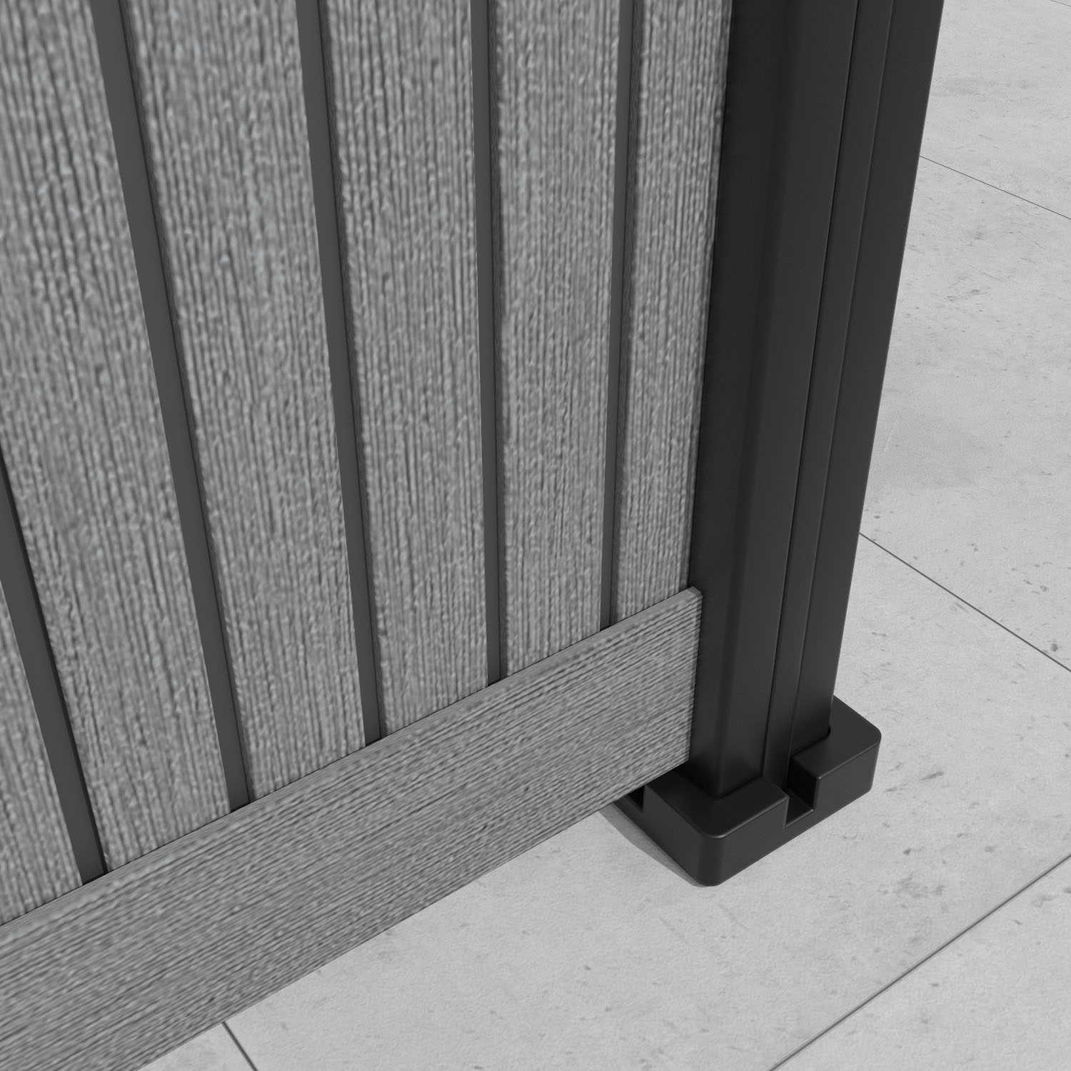Virtis Palm Curved Top Fence Panel - Mid Grey - with our composite posts