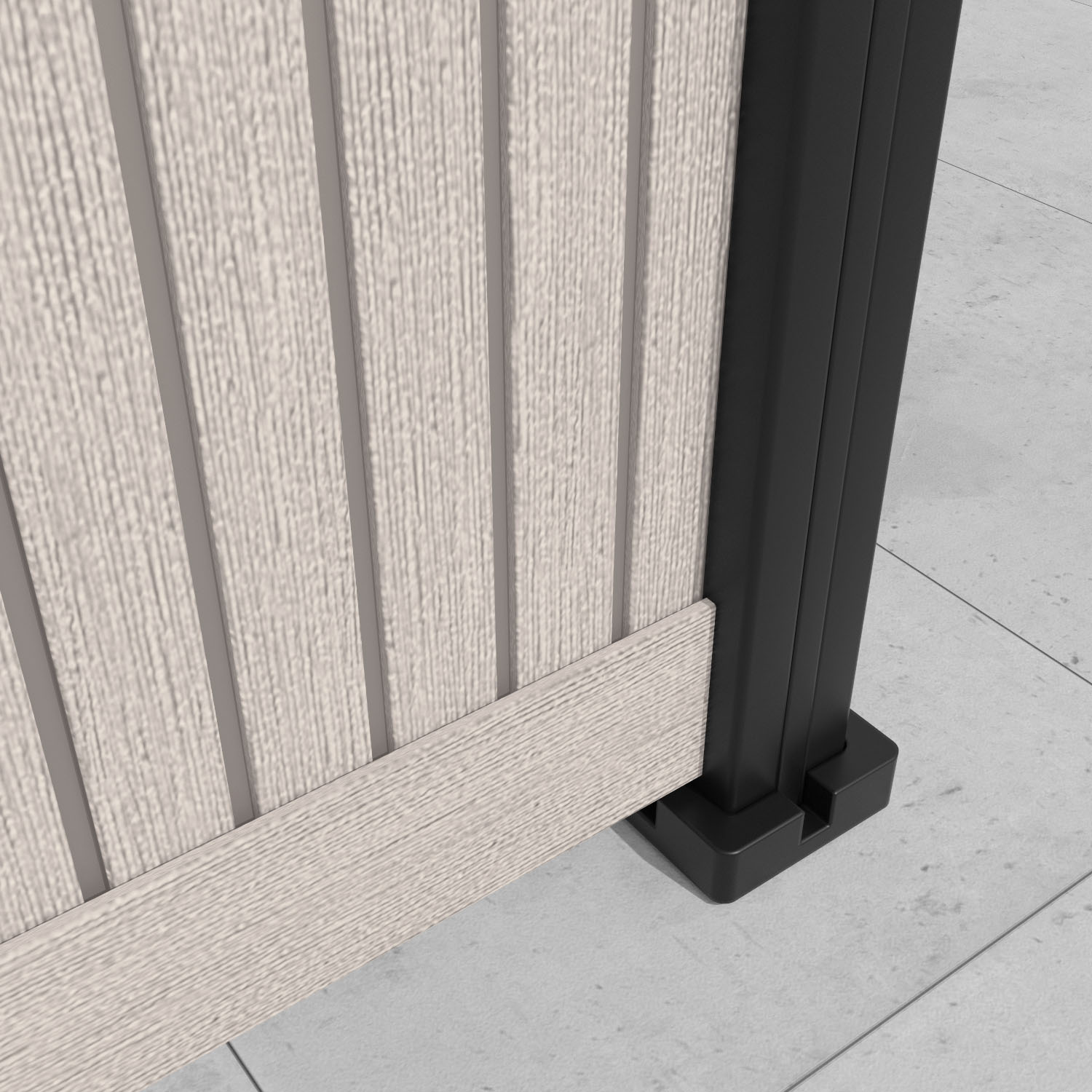 Virtis Narwa Fence Panel - Mid Stone - with our aluminium posts