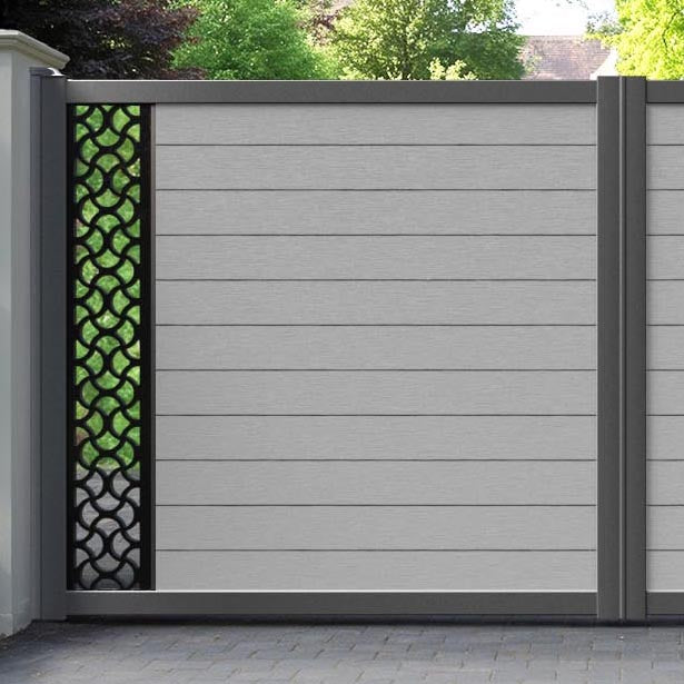 Fusion Vida Straight Top Driveway Gate - Light Grey - End Screen