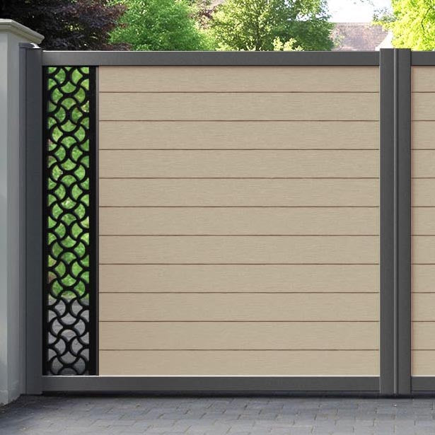 Fusion Vida Straight Top Driveway Gate - Light Oak - End Screen