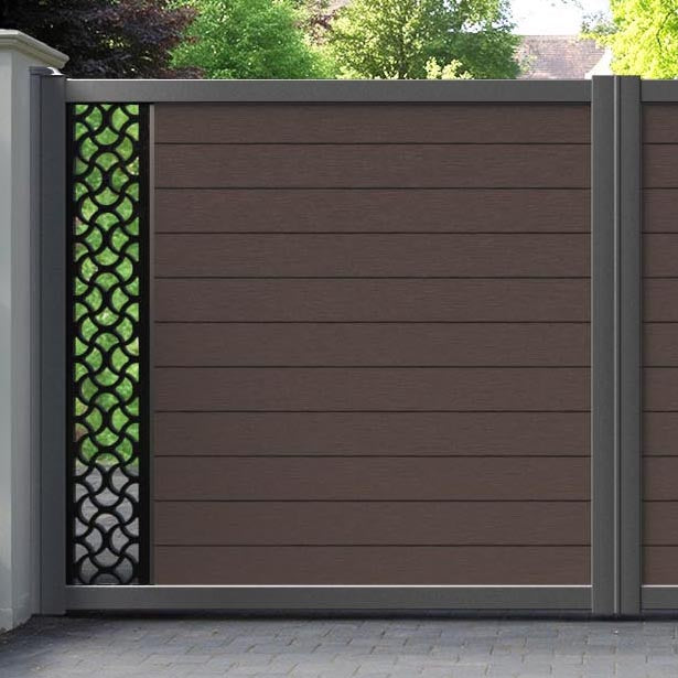 Fusion Vida Straight Top Driveway Gate - Mid Brown - End Screen