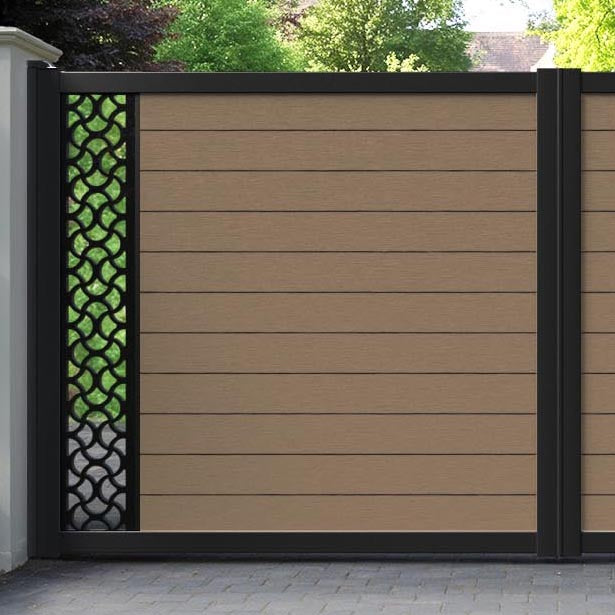 Fusion Vida Straight Top Driveway Gate - Teak - End Screen